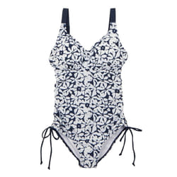 Regatta Womens/Ladies Alinae Large Floral One Piece Swimsuit - 12 UK, Navy/White