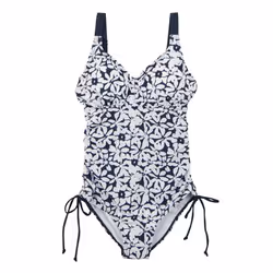 Regatta Womens/Ladies Alinae Large Floral One Piece Swimsuit - 14 UK, Navy/White
