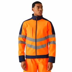 Regatta Mens X-Pro Hi-Vis 3 Layer Soft Shell Jacket - 3XL, Black/Orange