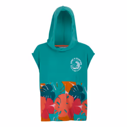 Regatta Childrens/Kids II Tropical Leaves Hooded Towel - 5-9 Years, Turquoise