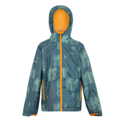 Regatta Childrens/Kids Lever II Printed Waterproof Jacket - 14 Years, Stormy Weather/Glacier/Bright Marigold
