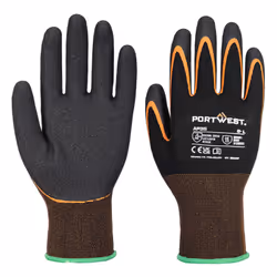 Portwest Unisex Adult AP35 Double Palm Nitrile Gripped Safety Gloves - S, Black/Orange