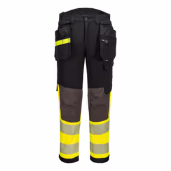 Portwest Mens EV4 Stretch Hi-Vis Detachable Holster Pocket Trousers - 33R, Yellow/Black