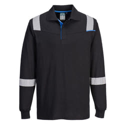 Portwest Unisex Adult WX3 FR Modaflame Long-Sleeved Polo Shirt - L, Black