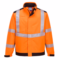 Portwest Unisex Adult Multi Norm Arc FR Modaflame Hi-Vis Safety Soft Shell Jacket - XXL, Orange/Navy