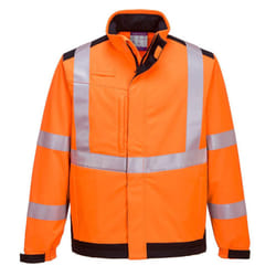 Portwest Unisex Adult Multi Norm Arc FR Modaflame Hi-Vis Safety Soft Shell Jacket - XXL, Orange/Navy