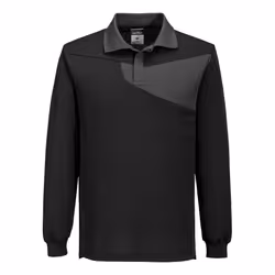Portwest Unisex Adult PW2 Cotton Long-Sleeved Polo Shirt - XL, Black/Zoom Grey