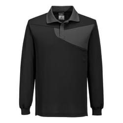 Portwest Unisex Adult PW2 Cotton Long-Sleeved Polo Shirt - XL, Black/Zoom Grey