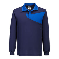 Portwest Unisex Adult PW2 Cotton Long-Sleeved Polo Shirt - S, Navy/Royal Blue