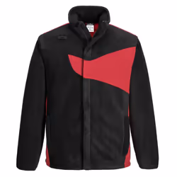 Portwest Mens PW2 Fleece Jacket - S, Black/Red