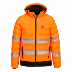 Portwest Mens Hi-Vis Tunnel Ultrasonic Heated Padded Jacket - 3XL, Orange/Black