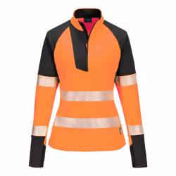 Portwest Womens/Ladies PW3 Hi-Vis Quarter Zip Sweatshirt - XS, Orange/Black
