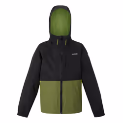 Regatta Childrens/Kids Hanleigh II Waterproof Jacket - 14 Years, Black/Nephrite Green/Grenoble Green