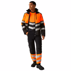 Regatta Professional Mens High-Vis Waterproof Jacket - XXL, Black/Orange