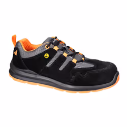 Portwest Unisex Adult S1 ESD SR FO Cow Suede Composite Toecap Safety Trainers - 3 UK, Black/Orange