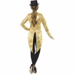 Smiffys Womens/Ladies Sequins Costume Tailcoat - M, Gold