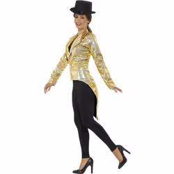 Smiffys Womens/Ladies Sequins Costume Tailcoat - M, Gold