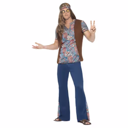 Smiffys Mens Orion The Hippie Costume Set - M R, Blue