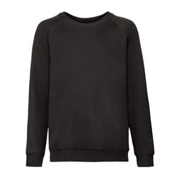 Fruit of the Loom Childrens/Kids Classic Raglan Sweatshirt - 12-13 Years, Black