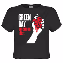 Amplified Womens/Ladies American Idiot Green Day Crop T-Shirt - M, Charcoal