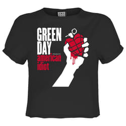 Amplified Womens/Ladies American Idiot Green Day Crop T-Shirt - M, Charcoal