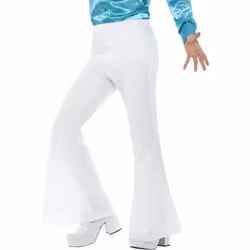 Smiffys Mens Flared Costume Trousers - M, White