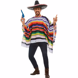 Smiffys Unisex Adult Striped Poncho
