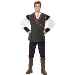 Smiffys Mens Robin Hood Costume Set - L, Green/Brown/Black