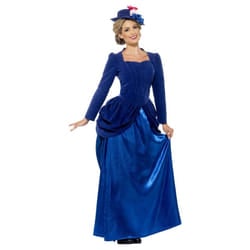 Smiffys Womens/Ladies Deluxe Victorian Vixen Costume - M, Blue