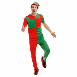 Smiffys Unisex Adult Elf Costume Set - XL, Green/Red