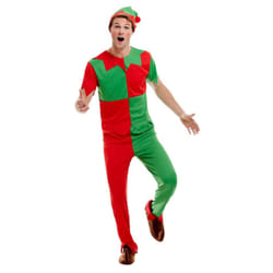 Smiffys Unisex Adult Elf Costume Set - XL, Green/Red