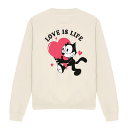 Felix The Cat Unisex Adult Love Is Life Sweatshirt - M, Natural