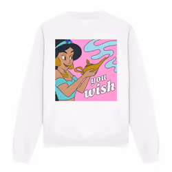 Aladdin Unisex Adult You Wish Jasmine Sweatshirt - L, White