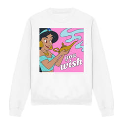 Aladdin Unisex Adult You Wish Jasmine Sweatshirt - L, White
