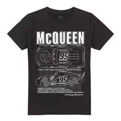 Cars Mens Lightning McQueen Outline T-Shirt - M, Black