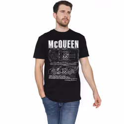 Cars Mens Lightning McQueen Outline T-Shirt - M, Black