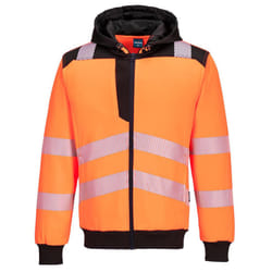 Portwest Unisex Adult PW3 Hi-Vis Safety Full Zip Hoodie - XL, Orange/Black