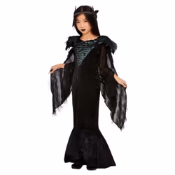 Smiffys Girls Deluxe Raven Princess Costume Set - 7-9 Years, Black