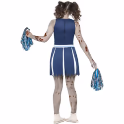 Smiffys Girls Zombie Cheerleader Costume Set - 4-6 Years, Blue/White