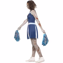 Smiffys Girls Zombie Cheerleader Costume Set - 4-6 Years, Blue/White