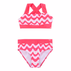 Regatta Girls Dakaria III Wavy Striped Bikini Set - 5-6 Years, Pop