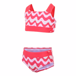 Regatta Girls Dakaria III Wavy Striped Bikini Set - 5-6 Years, Pop