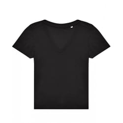 B&C Womens/Ladies #E150 V Neck T-Shirt - XS, Black
