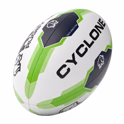 Rhino Cyclone XIII Rugby Ball - 5, White/Green/Black