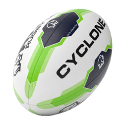 Rhino Cyclone XIII Rugby Ball - 5, White/Green/Black