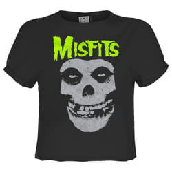 Amplified Womens/Ladies Skull Misfits Neon Crop T-Shirt - S, Charcoal