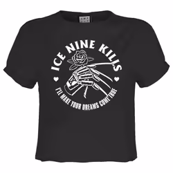 Amplified Womens/Ladies Dreams Ice Nine Kills Crop T-Shirt - XS, Charcoal