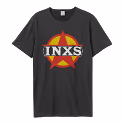 Amplified Unisex Adult Circle Logo INXS T-Shirt - S, Charcoal