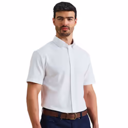 Premier Mens Supreme Oxford Short-Sleeved Formal Shirt - S, White