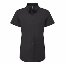 Premier Womens/Ladies Supreme Oxford Short-Sleeved Formal Shirt - L, Black